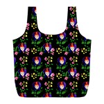 60s Girl Floral Daisy Black Full Print Recycle Bag (L) Front