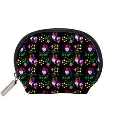 60s Girl Floral Daisy Black Accessory Pouch (small) by snowwhitegirl