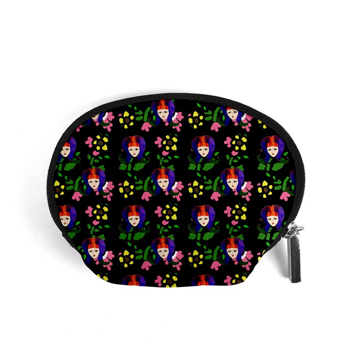 60s Girl Floral Daisy Black Accessory Pouch (Small)