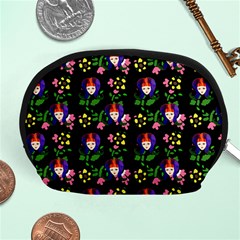 60s Girl Floral Daisy Black Accessory Pouch (medium) by snowwhitegirl