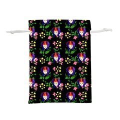 60s Girl Floral Daisy Black Lightweight Drawstring Pouch (m) by snowwhitegirl