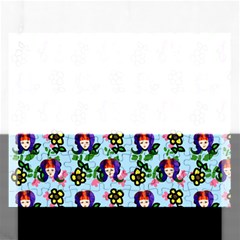 60s Girl Light Blue Floral Daisy Rectangular Jigsaw Puzzl by snowwhitegirl