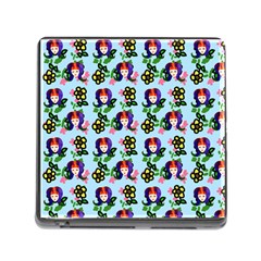 60s Girl Light Blue Floral Daisy Memory Card Reader (square 5 Slot) by snowwhitegirl