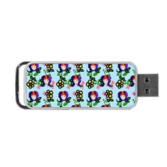 60s Girl Light Blue Floral Daisy Portable Usb Flash (two Sides) by snowwhitegirl