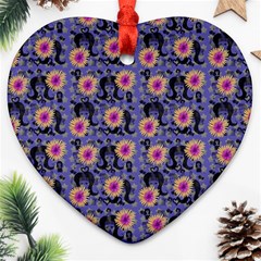 60s Girl Floral Blue Ornament (heart) by snowwhitegirl