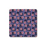 60s Girl Floral Blue Square Magnet Front