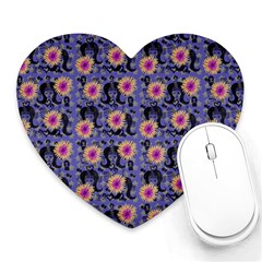 60s Girl Floral Blue Heart Mousepads by snowwhitegirl