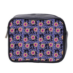 60s Girl Floral Blue Mini Toiletries Bag (two Sides) by snowwhitegirl