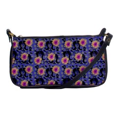 60s Girl Floral Blue Shoulder Clutch Bag by snowwhitegirl