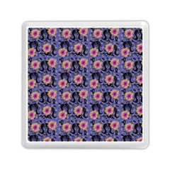 60s Girl Floral Blue Memory Card Reader (square) by snowwhitegirl