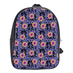 60s Girl Floral Blue School Bag (xl) by snowwhitegirl