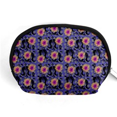 60s Girl Floral Blue Accessory Pouch (medium) by snowwhitegirl