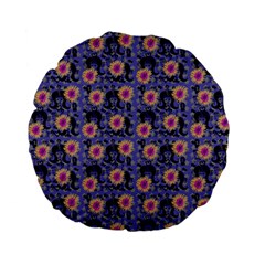 60s Girl Floral Blue Standard 15  Premium Flano Round Cushions by snowwhitegirl