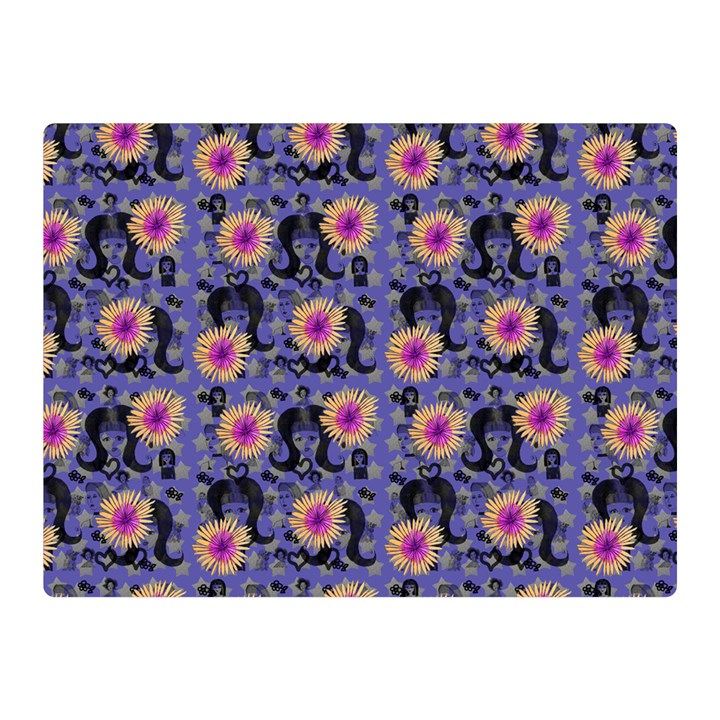 60s Girl Floral Blue Double Sided Flano Blanket (Mini) 