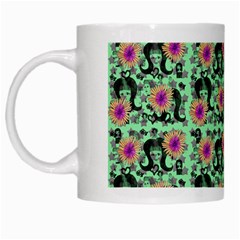 60s Girl Floral Green White Mugs by snowwhitegirl