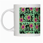 60s Girl Floral Green White Mugs Left