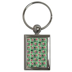 60s Girl Floral Green Key Chain (rectangle) by snowwhitegirl