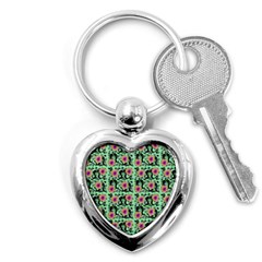 60s Girl Floral Green Key Chain (heart)