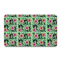 60s Girl Floral Green Magnet (rectangular) by snowwhitegirl