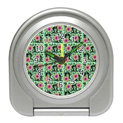 60s Girl Floral Green Travel Alarm Clock