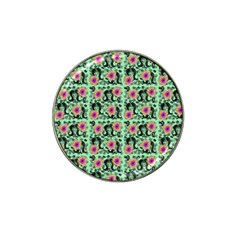 60s Girl Floral Green Hat Clip Ball Marker by snowwhitegirl