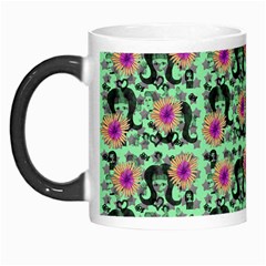 60s Girl Floral Green Morph Mugs by snowwhitegirl