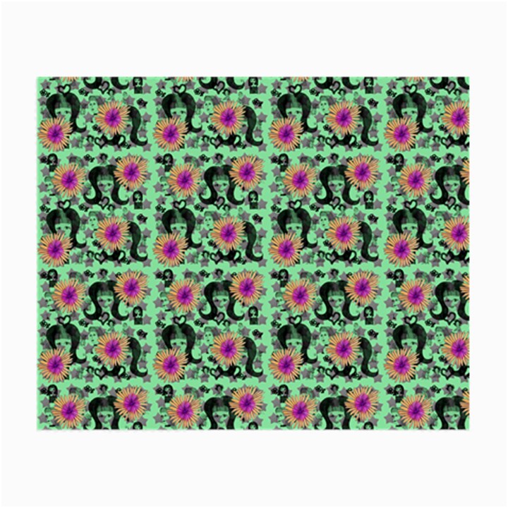 60s Girl Floral Green Small Glasses Cloth (2 Sides)