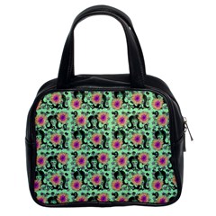 60s Girl Floral Green Classic Handbag (two Sides) by snowwhitegirl