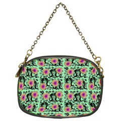 60s Girl Floral Green Chain Purse (two Sides) by snowwhitegirl