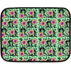 60s Girl Floral Green Fleece Blanket (mini) by snowwhitegirl