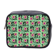 60s Girl Floral Green Mini Toiletries Bag (two Sides) by snowwhitegirl