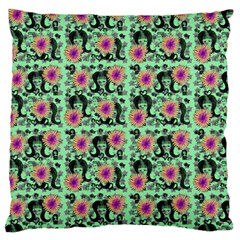 60s Girl Floral Green Large Cushion Case (two Sides) by snowwhitegirl