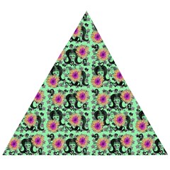 60s Girl Floral Green Wooden Puzzle Triangle by snowwhitegirl