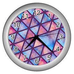 Triangle Mandala Pattern Wall Clock (silver)