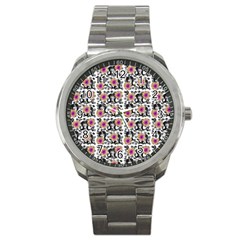 60s Girl Floral White Sport Metal Watch by snowwhitegirl