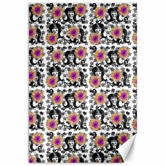 60s Girl Floral White Canvas 20  X 30 