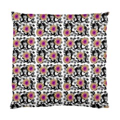 60s Girl Floral White Standard Cushion Case (one Side) by snowwhitegirl