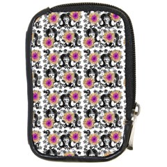 60s Girl Floral White Compact Camera Leather Case by snowwhitegirl