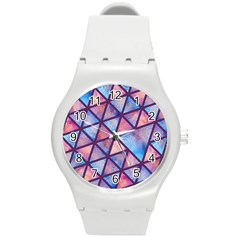 Triangle Mandala Pattern Round Plastic Sport Watch (m) by designsbymallika