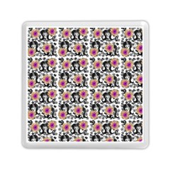 60s Girl Floral White Memory Card Reader (square) by snowwhitegirl