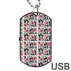 60s Girl Floral White Dog Tag Usb Flash (two Sides) by snowwhitegirl