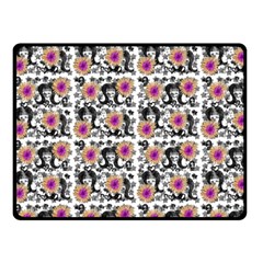 60s Girl Floral White Double Sided Fleece Blanket (small)  by snowwhitegirl