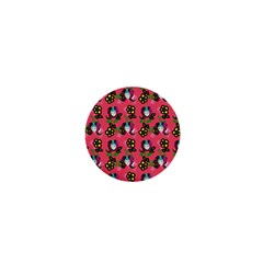 60s Girl Dark Pink Floral Daisy 1  Mini Buttons by snowwhitegirl