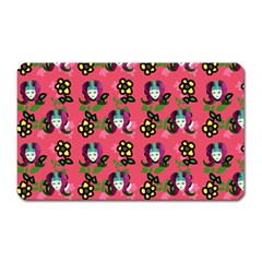 60s Girl Dark Pink Floral Daisy Magnet (rectangular) by snowwhitegirl