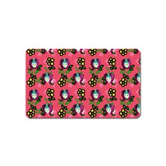 60s Girl Dark Pink Floral Daisy Magnet (name Card) by snowwhitegirl