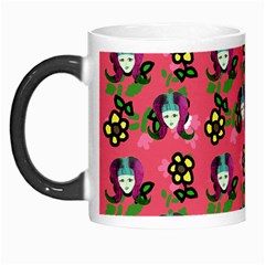 60s Girl Dark Pink Floral Daisy Morph Mugs by snowwhitegirl