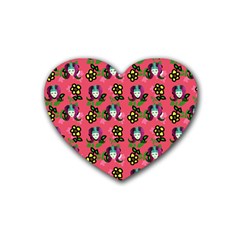 60s Girl Dark Pink Floral Daisy Heart Coaster (4 Pack)  by snowwhitegirl