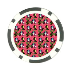 60s Girl Dark Pink Floral Daisy Poker Chip Card Guard (10 Pack)