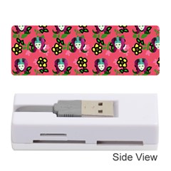 60s Girl Dark Pink Floral Daisy Memory Card Reader (stick) by snowwhitegirl