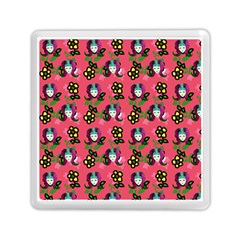 60s Girl Dark Pink Floral Daisy Memory Card Reader (square) by snowwhitegirl